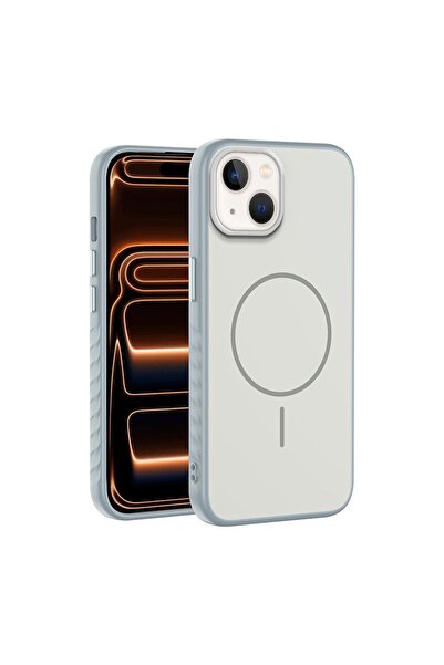 Zebana Apple iPhone 15 Uyumlu Kılıf Mono M-Safe Silikon Kılıf Gri