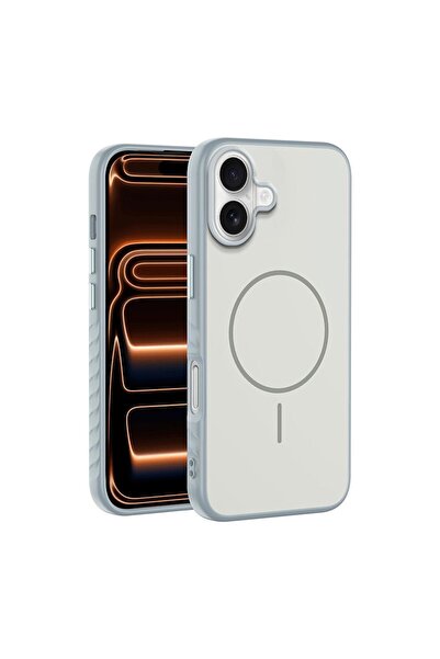 Zebana Apple iPhone 16 Uyumlu Kılıf Mono M-Safe Silikon Kılıf Gri