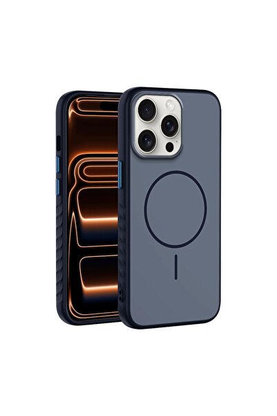 Zebana Apple iPhone 14 Pro Max Uyumlu Kılıf Mono M-Safe Silikon Kılıf Lacivert