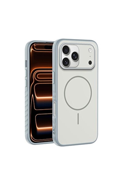 Zebana Apple iPhone 17 Pro Max Uyumlu Kılıf Mono M-Safe Silikon Kılıf Gri