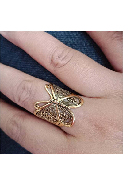 Choice resizable Gold Retro Carved Butterfly Open Rings for Women Luxury Anci...