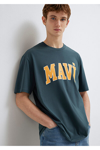 Mavi Logo Printed Green T-Shirt Loose Fit / Loose Relaxed Fit 0611711 -71598