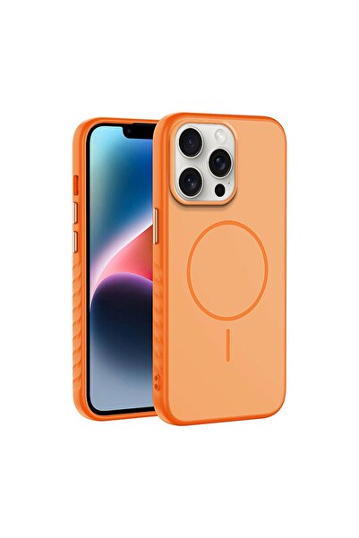 Zebana Apple iPhone 12 Pro Max Uyumlu Kılıf Mono M-Safe Silikon Kılıf Turuncu