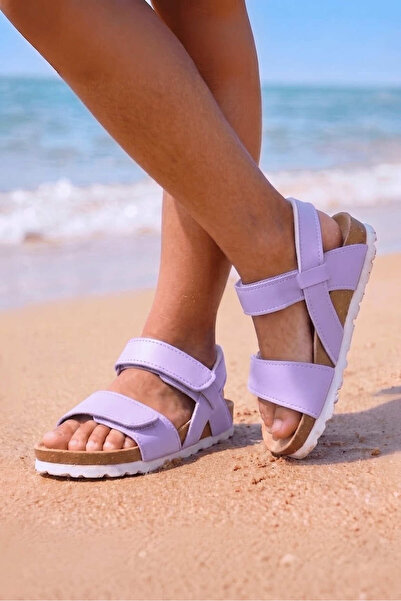 Allyup Unisex Children's Lilac Sandals with Velcro at the Ankle, Adjustable T...