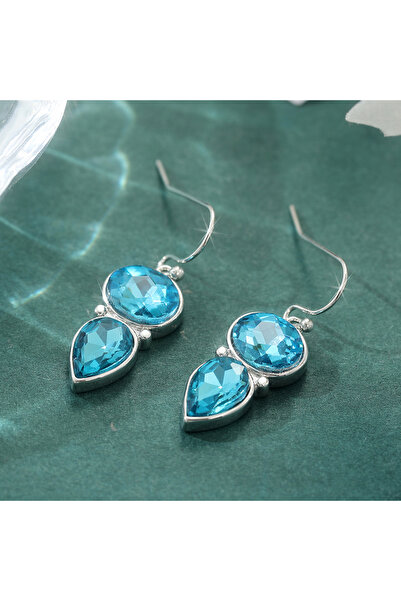 Choice Blue A419 Fashion Sparkling Blue Synthetic Zirconia Geometry Dangle Ea...
