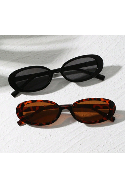 Choice black 2pcs Vintage Small Frame Oval Shaped Plastic Sunglasses Outdoor ...