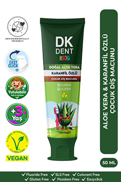 DKDENT Doğal Aloe Vera ve Karanfil Özlü Çocuk Diş Macunu 50 ml