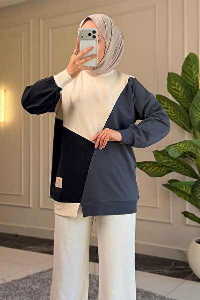 Suede Style 9097 - 2 İplik Kot Garnili Rahat Şık Kadın Tunik