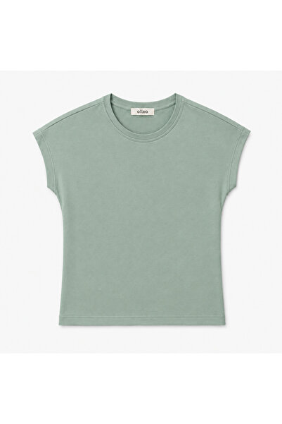 olleo studio Women's Green Sleeveless Stretchy Ribbed Tshirt