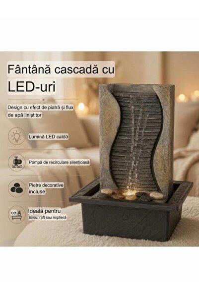 OEM Fântână decorativă de interior cu cascadă și LED-uri calde, inspirată de ...