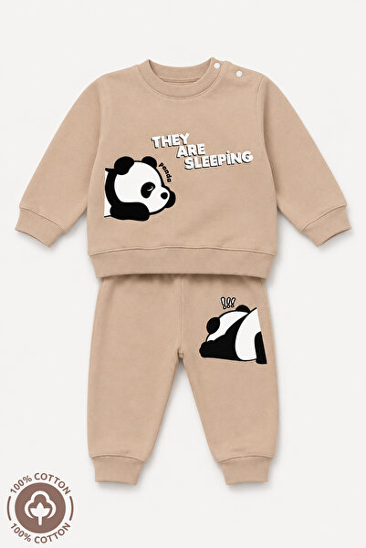 Miniel Unisex Baby Sleeping Panda Printed 100% Cotton 6-9-12 Months Top and B...
