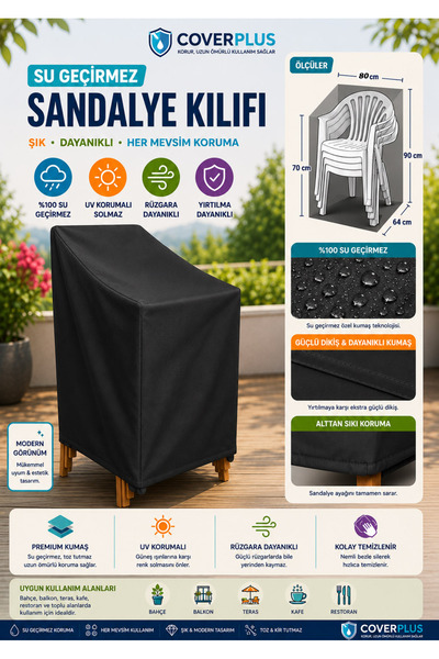 CoverPlus Bahçe Sandalyesi Koruma Örtüsü Sandalye Kılıfı Su Geçirmez