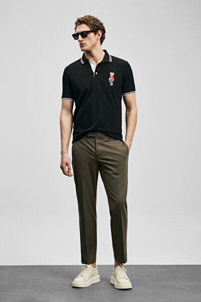 Lufian Pantaloni chino pentru bărbați Sam Smart, croială slim, Earth