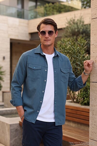 Buratti Pamuklu Regular Fit Çift Cepli Gömlek Erkek GÖMLEK CF24W116927