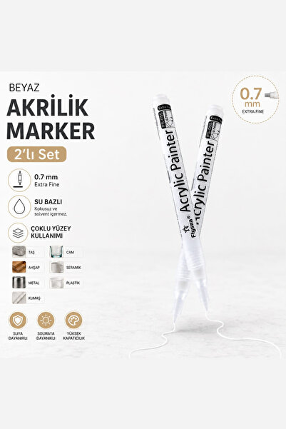 Vox Art Beyaz Akrilik Kalem 2'li Set - Yazı Çizgi Genişliği: 0.7mm