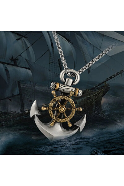 Choice LZ8061 1 Simple Retro Creative Trend Navy Pirate Anchor Pendant Neckla...