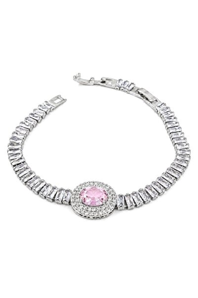 Siya Silver Colorful Oval Model Waterway Baguette Bracelet - 17+2 CM