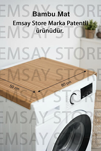 Emsay Store 80Χ50 εκ. Φυσικό ξύλινο χαλάκι μπάνιου και πλυντηρίου ρούχων από ...