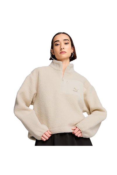 Puma Classics Winterized Half-Zip Kadın Krem Polar Sweatshirt