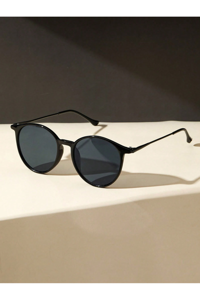 choice2 YX9328-GY.BK 1PC Fashion Round Metal Plastic Frame Women Sunglasses F...