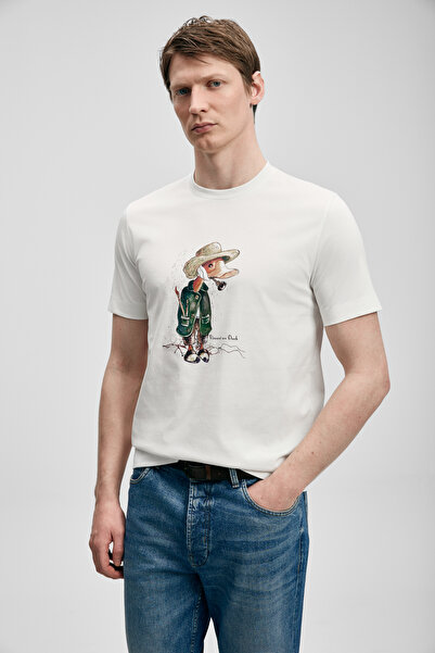 Lufian Tricou cu grafică modernă Duck, alb murdar
