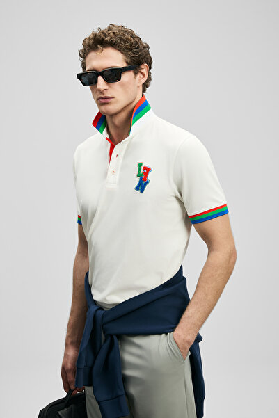 Lufian Fun Smart Erkek Polo Tişört Kırık Beyaz