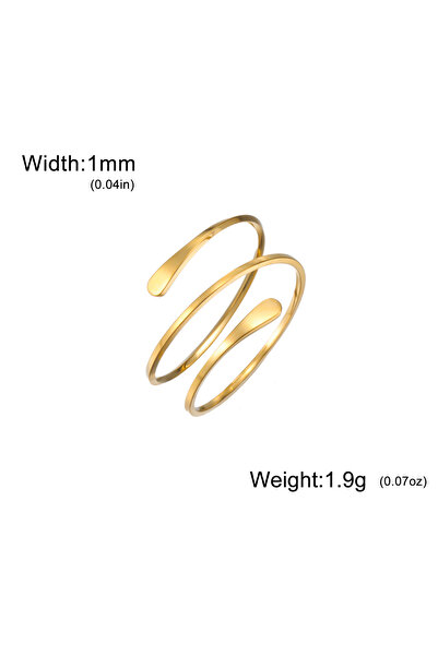 Choice1 resizable Gold Color Trendy Geometry Multi Layer Line Open Ring Stain...