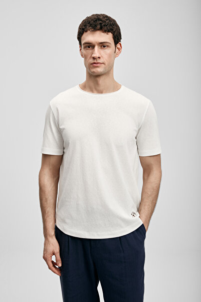 Lufian Junya Erkek Basic Tişört Kırık Beyaz