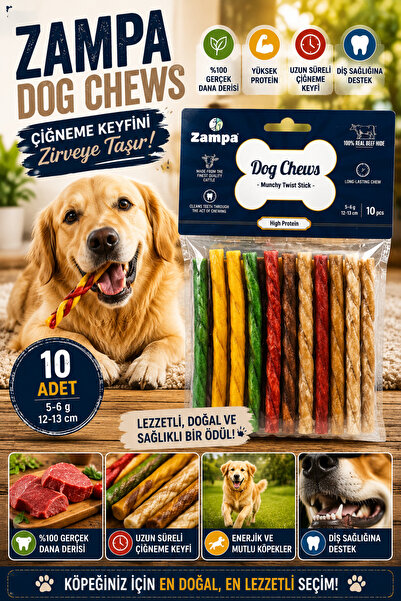 Zampa Evcil Hayvan Burgu Çubuk (Sticks) Kemik Köpek Ödülü 10 lu 5g