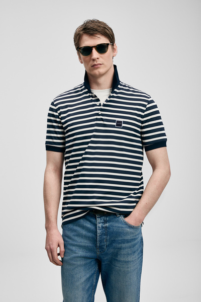 Lufian Icon Smart Men's Polo T-Shirt Navy Blue