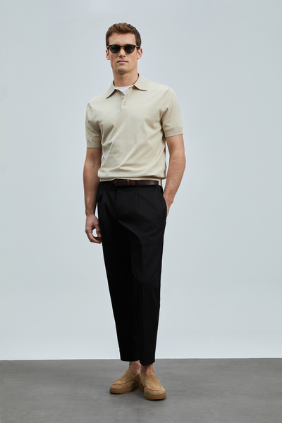Lufian Derek Men's Silk Blend Sweater Beige