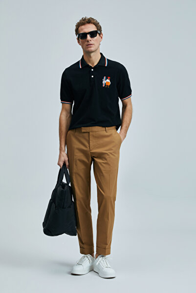 Lufian Pantaloni chino pentru bărbați Luta Smart Comfort Fit Camel Hair