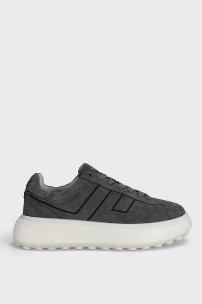 Lufian Frank Men's Leather Sneaker Shoes Dark Gray