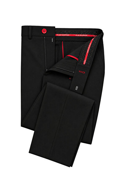 Plus Scorpion Pantaloni Eleganți Slim-Fit cu Accesoriu Metalic și Detalii Con...