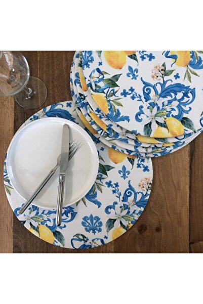 desenizmir American Serve, Lemon Flower Plate (6 Pieces)
