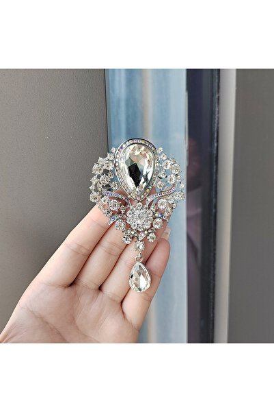 Choice ZT8280-white 1PC Women's Fashion Charm Full Diamond Crystal Drop Brooc...