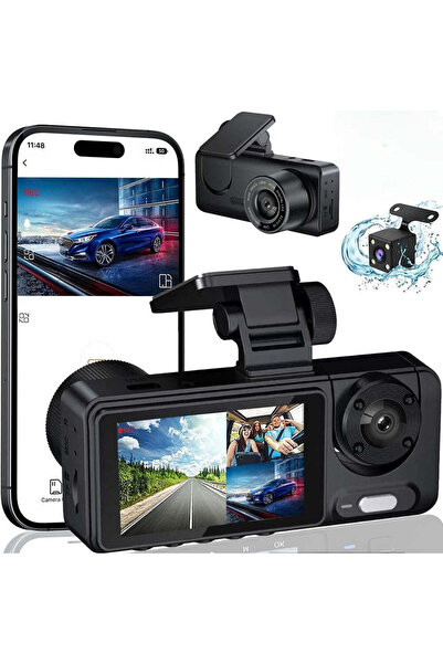 TerraShop Τριπλή Κάμερα Αυτοκινήτου DVR Trevix® Cam, Εγγραφή Βίντεο Full HD 1...