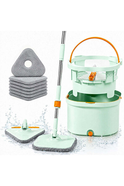 TerraShop 360° rotating mop set with double centrifugal bucket, clean/dirty w...