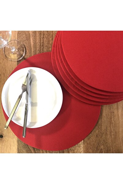 desenizmir Set of 6 Red Cut American Serving Plates