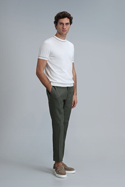 Lufian Pantaloni chino pentru bărbați Karl Spor, croială slim, verzi