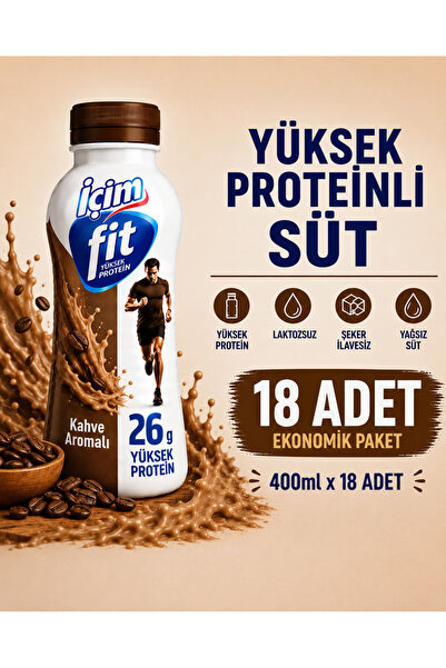 İçim Fit Yüksek Proteinli Kahveli Laktozsuz Süt 400 ml x 18 Adet