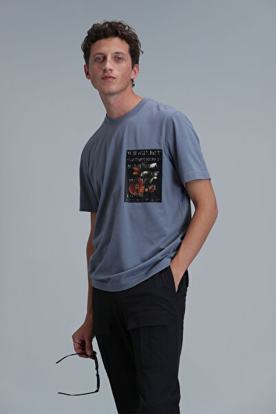 Lufian Tricou grafic modern exotic, gri închis