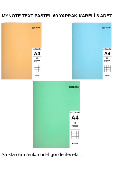 Mynote Text Pastel Notebook A4 60 Sheets Squared 3 Pieces
