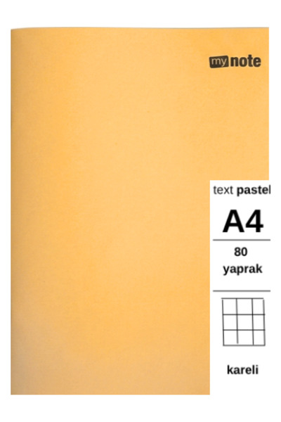 Mynote TEXT Pastel Defter A4 80 Yaprak Kareli 3 Adet