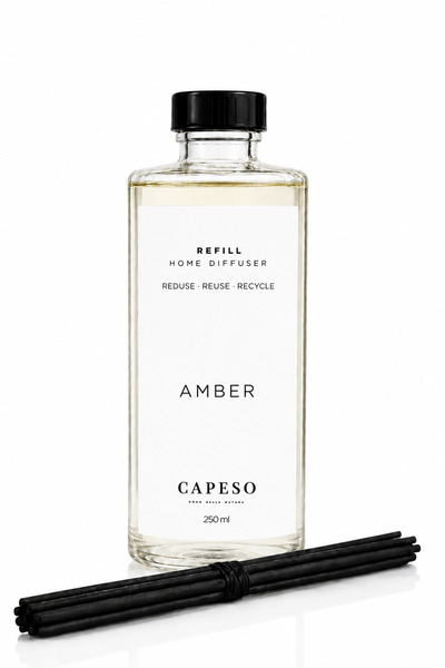 Capeso Amber 250 ml Çubuklu Oda Kokusu Refill (Yedek) – 5 Adet Çubuk ile Birl...