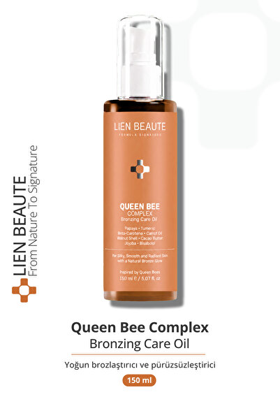 Lien Beaute Kraliçe Arı Yoğun Bronzlaştırıcı Tüy Azaltıcı Pürüzsüzleştirici Işıltı ve Bakım Verici Yağ Ceviz Kabuğu Kakao Beta Karoten Jojoba Havuç Papaya Zerdeçal