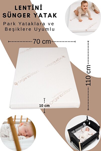Lentini Organik Pamuk Bebek Sünger Yatağı (70x110x10 cm) - Park Yatak ve Beşi...