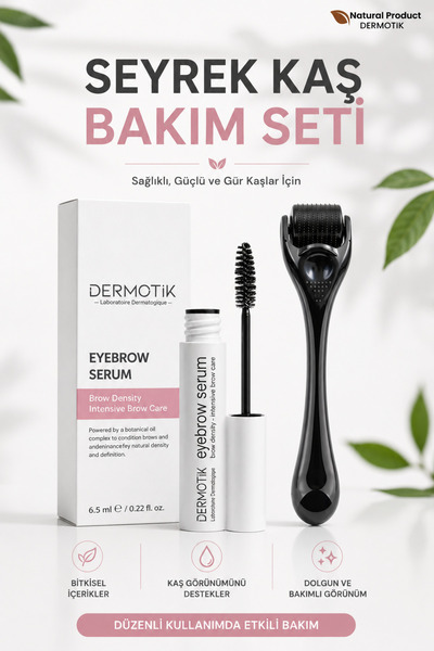 Dermotik Seyrek Kaş Bakım Seti | Dermaroller ve Kaş Serumu Dolgunlaştırıcı Ba...