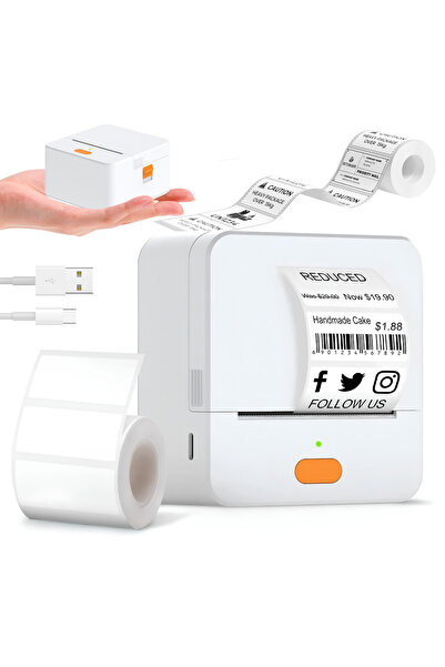EALMEU ® MX2-P1S mini portable printer white, thermal Bluetooth, 203 dpi, iOS...