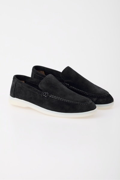 aladdin & sons Azure Siyah Süet Hakiki Deri Erkek Loafer Ayakkabı